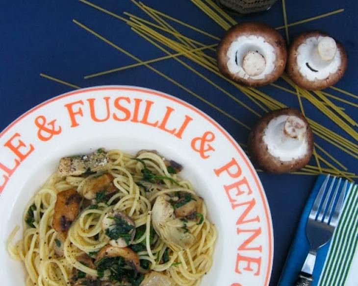 Spaghetti with Mushrooms and Artichokes
