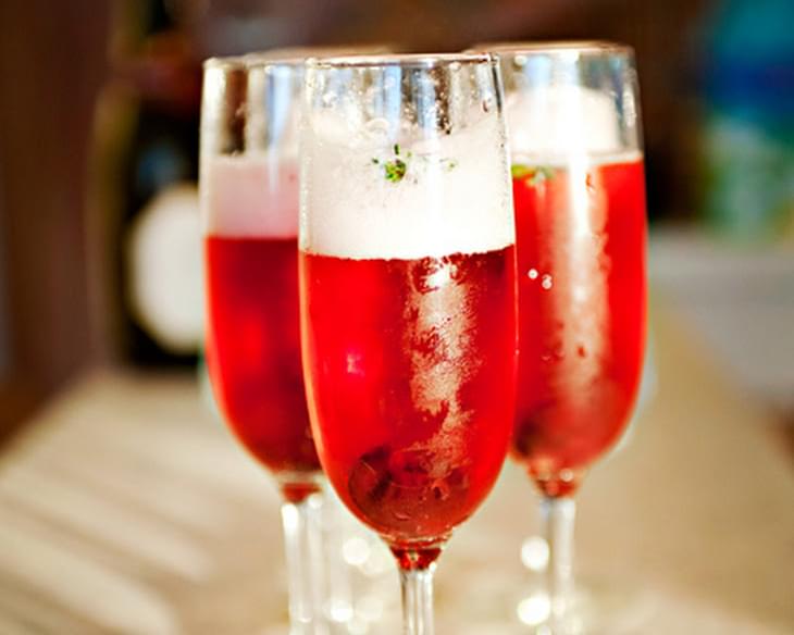 Cherry Thyme Champagne Cocktail