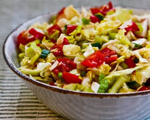 Spicy Cabbage Salad with Tomatoes, Radishes, and Celery (Puerto Rican Cabbage Salad)