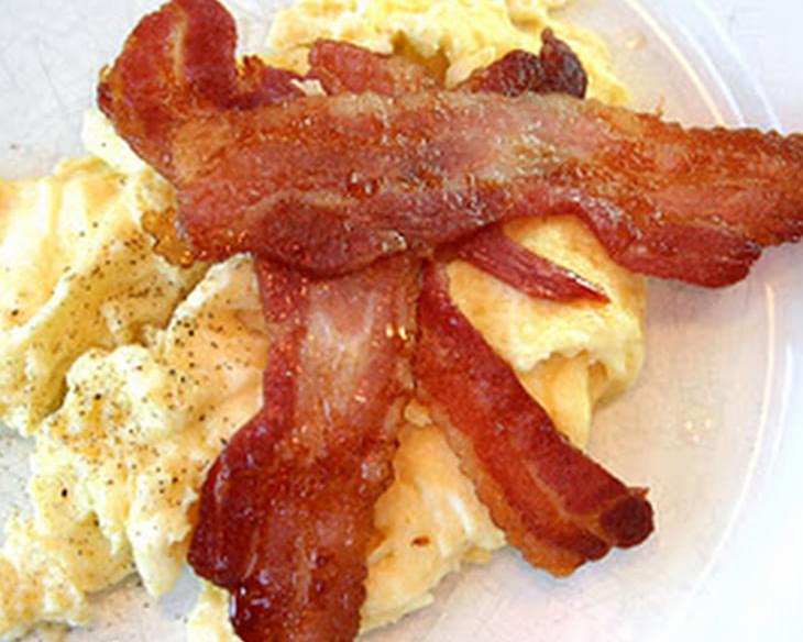 Folded Eggs and Baked Bacon