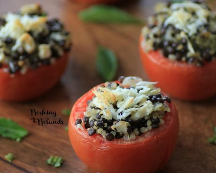 Greek Stuffed Tomatoes With Quinoa And Black Lentils