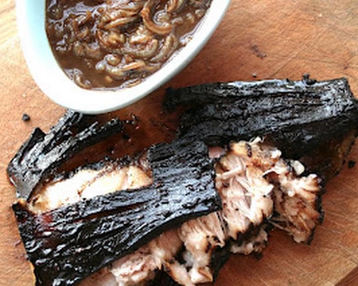 Chocolate Roast Pork Belly With A Caramelised Onion And Cocoa Gravy