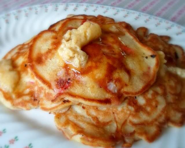 Strawberry Buttermilk Pancakes with Honey & Vanilla Butter