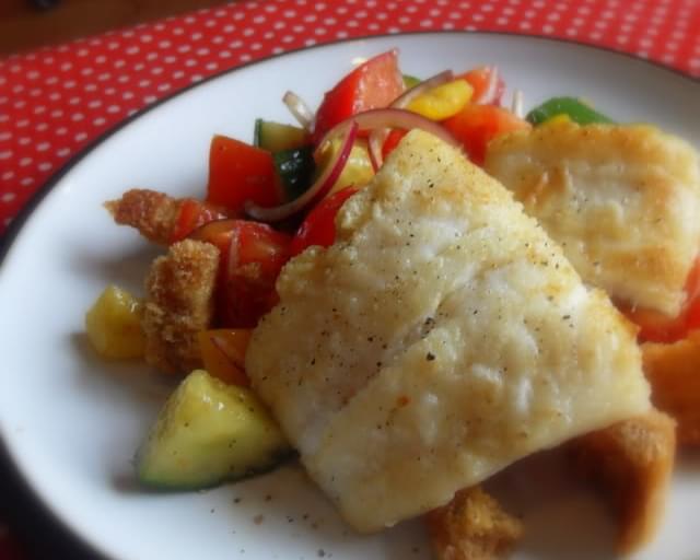Crispy Cod with a Gazpacho Salad