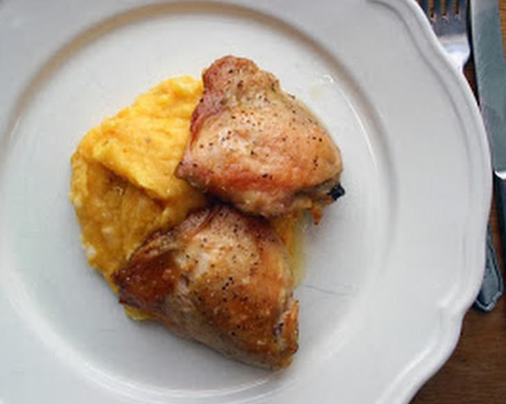 Sous Vide Chicken Thighs With Cauliflower, Squash And Potato Mash