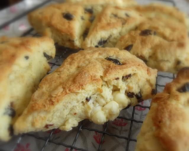 *Sour Cherry, White Chocolate and Almond Scones*
