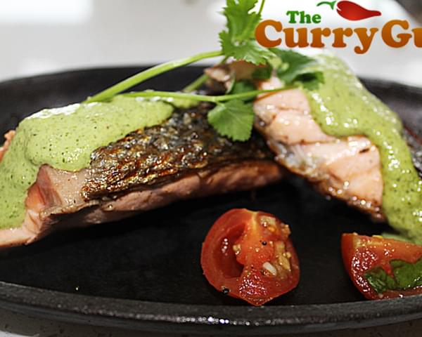Blackened Salmon With A Coriander And Lime Sauce