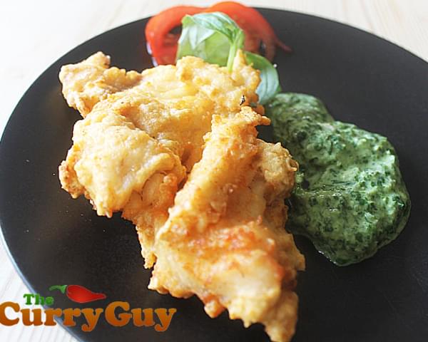 Indian Food Recipes - Lightly Battered Hake With A Coriander And Mint Chutney