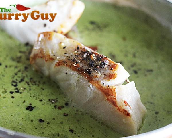 Spinach Curry With Pan Fried Cod
