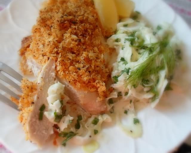 Crispy Baked Chicken for Two, with Fennel Slaw