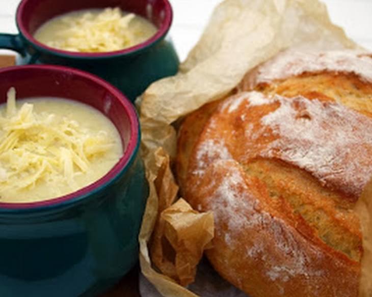 Roasted Cauliflower Cheese And Corn Soup With Crusty Bread