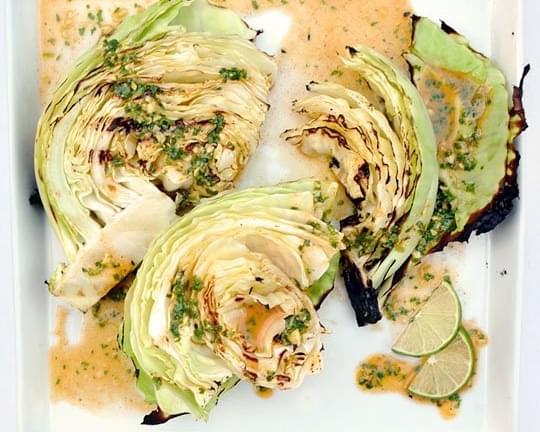 Grilled Cabbage Wedges with Spicy Lime Dressing