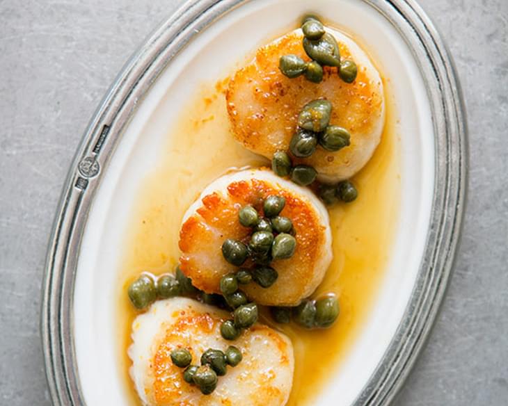 Seared Sea Scallops with Browned Butter Caper Sauce