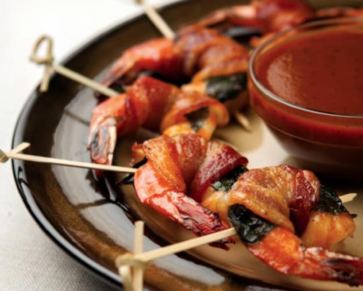 Bacon Basil-Wrapped Shrimp