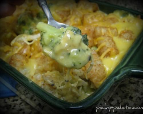 Broccoli Cheddar, Chicken and Tater Tot Casserole