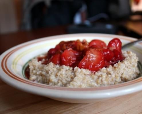 Steel Cut Oatmeal with Strawberry Topping