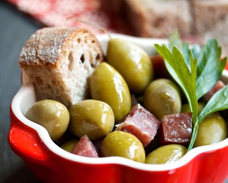 Warm Spanish Olives with Salami