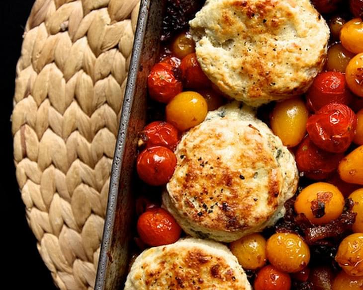 Tomato Cobbler with Blue Cheese Biscuits