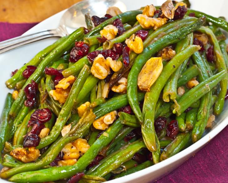 Roasted Green Beans with Cranberries and Walnuts