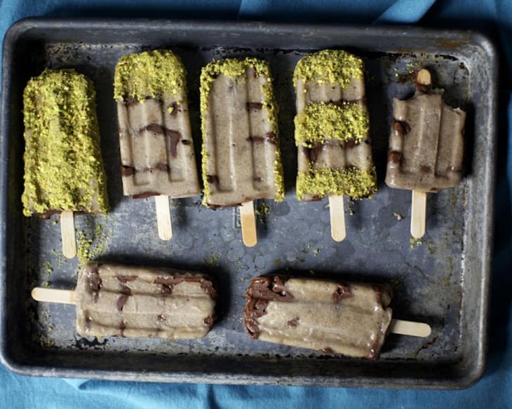 Banana, Nutella and Salted Pistachio Popsicles