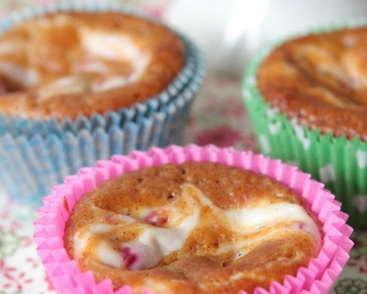 Raspberry and Cream Swirled Pumpkin Muffins