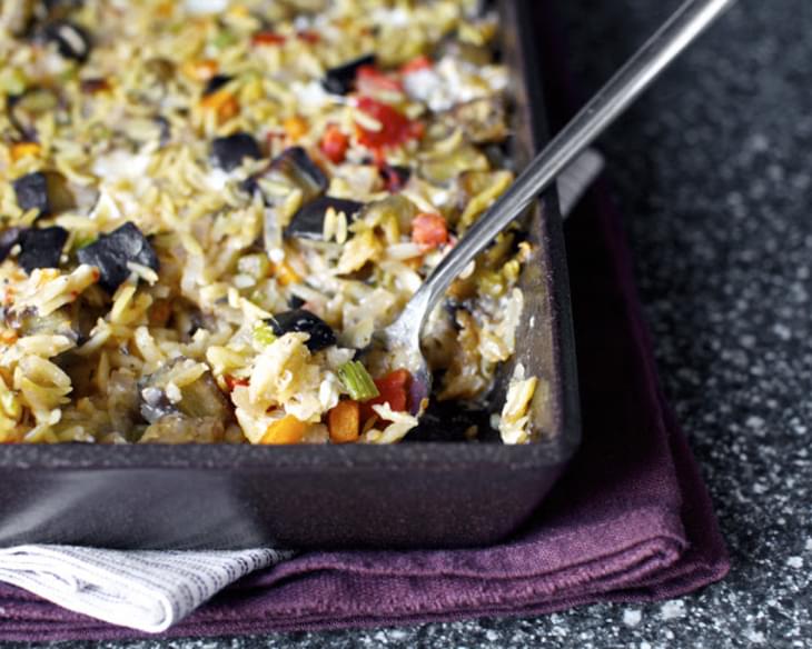 Baked Orzo with Eggplant and Mozzarella