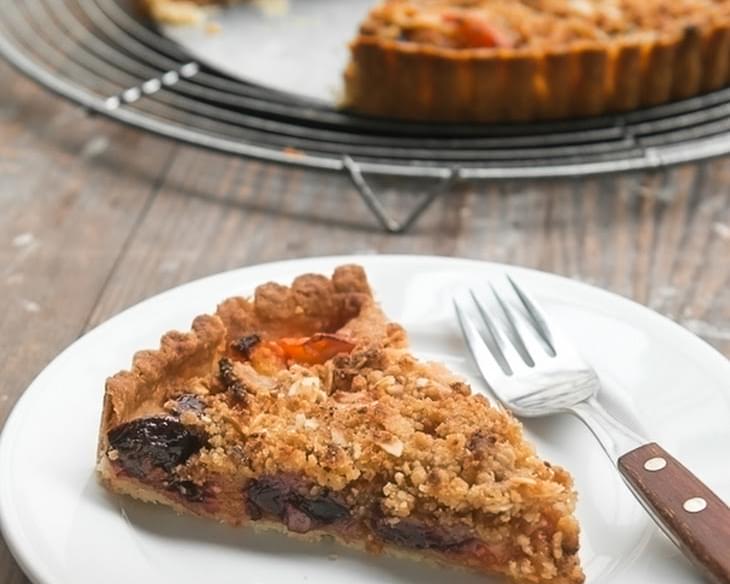 Apricot and Cherry Tart with Marzipan Topping