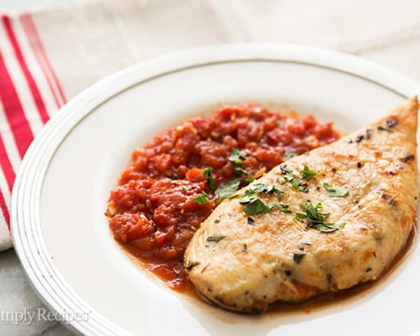 Grilled Chicken with Tomato Tarragon Sauce