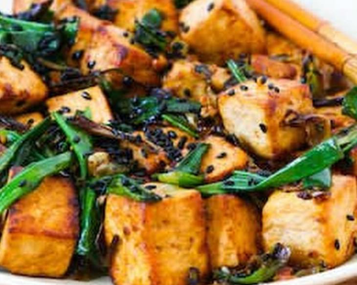 Stir-Fried Tofu with Scallions, Garlic, Ginger, and Soy Sauce
