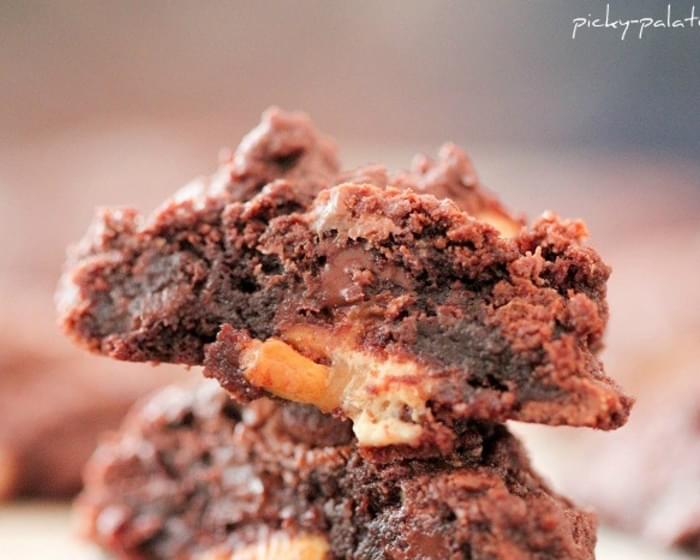 Double Chocolate Snickers Chunk Cookies