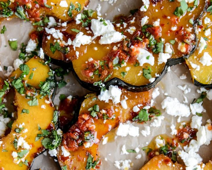 Spicy Roasted Squash with Feta and Herbs