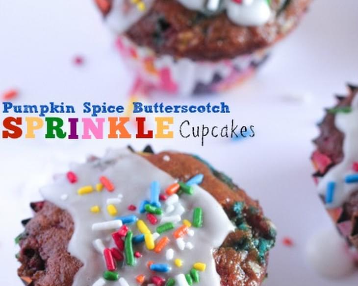 Pumpkin Spice Butterscotch Sprinkle Cupcakes