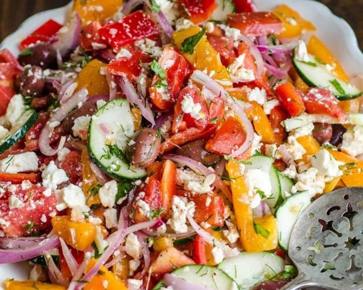 Tomato Salad with Red Onion, Dill and Feta