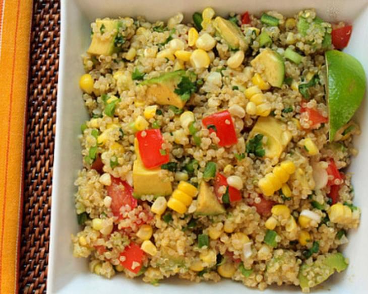 Quinoa Salad with Corn, Tomatoes, Avocado and Lime
