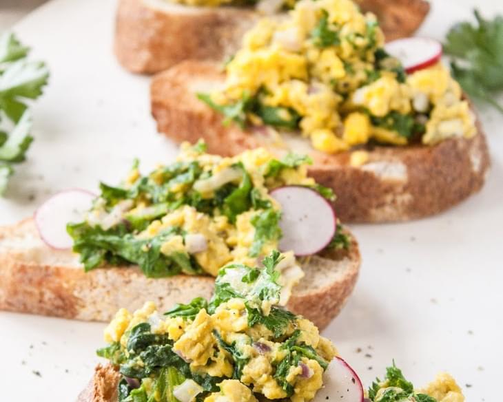 Scrambled Egg & Mustard Greens on Toast
