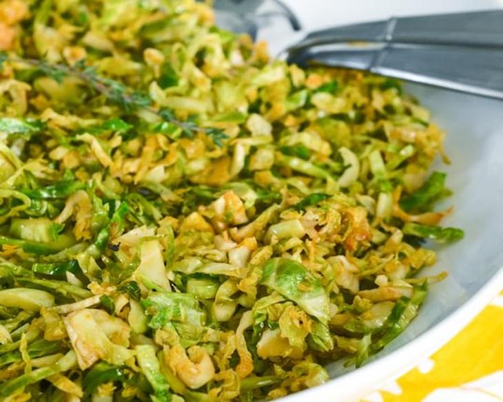 Smoky, Lemony Sauteed Shredded Brussels Sprouts