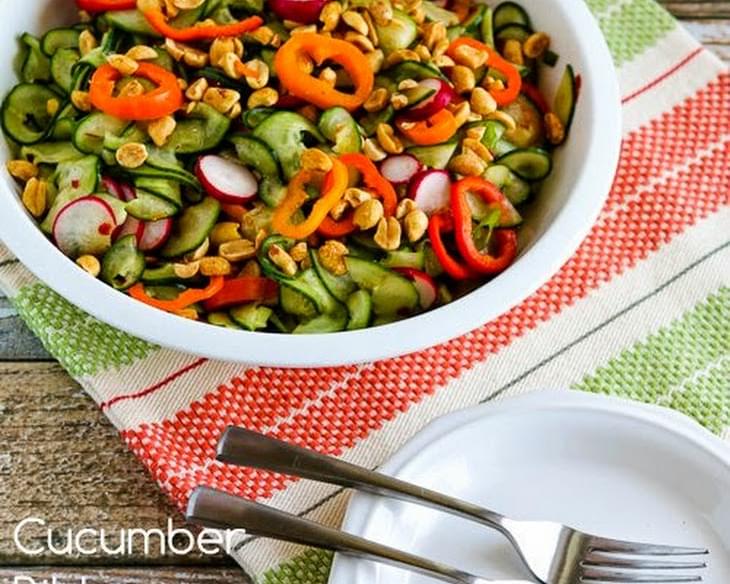 Cucumber Ribbon Salad with Peppers, Radishes, and Thai Dressing