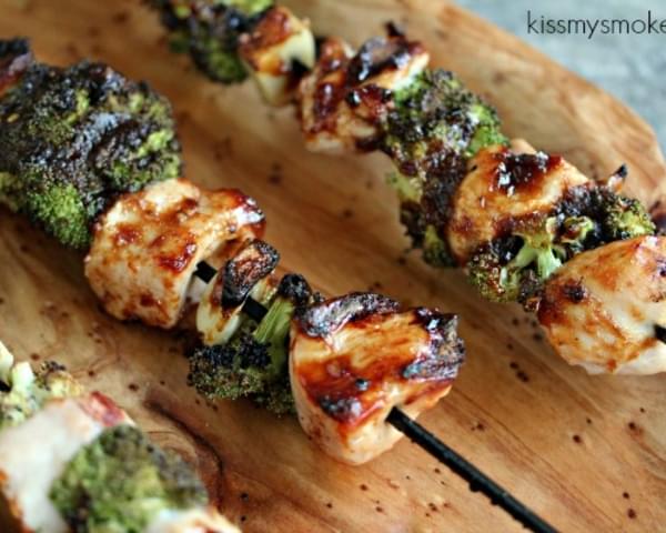 Chicken, Garlic and Broccoli Kebabs