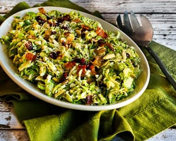 Brussels Sprouts Salad with Bacon, Dried Cranberries, Almonds, and Parmesan