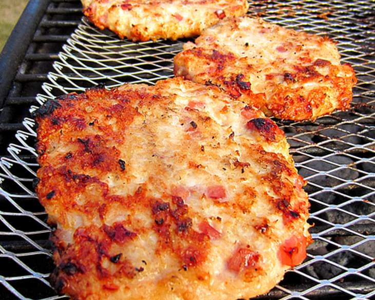 Grilled Ham & Cheese Chicken Burgers