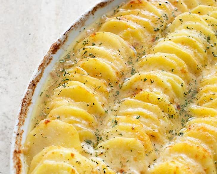 Scalloped Potatoes with Caramelized Onions and Gruyere