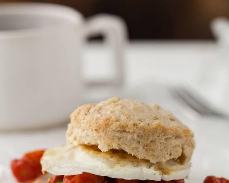 Egg, Roasted Tomato, and Pesto Biscuit Sandwich