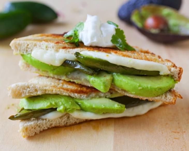 Roasted Jalapeno and Avocado Grilled Cheese Sandwich