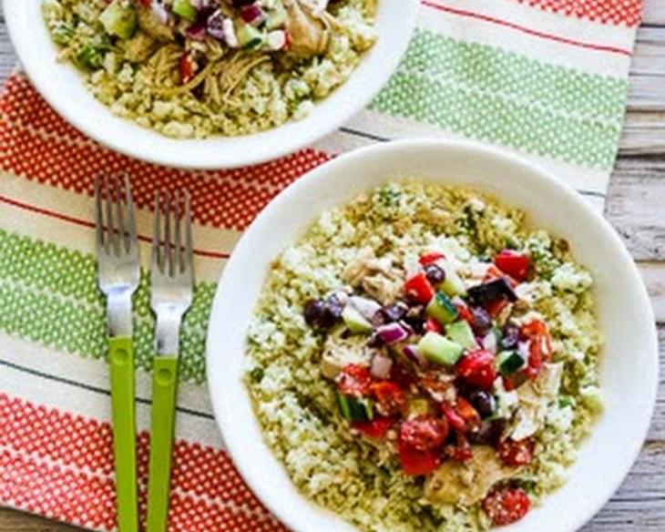 Slow Cooker Cauliflower Rice Greek Chicken Bowl (Low-Carb, Gluten-Free, Can Be Paleo)