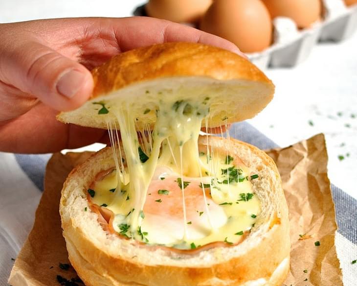 No Washing Up Ham, Egg & Cheese Bread Bowls