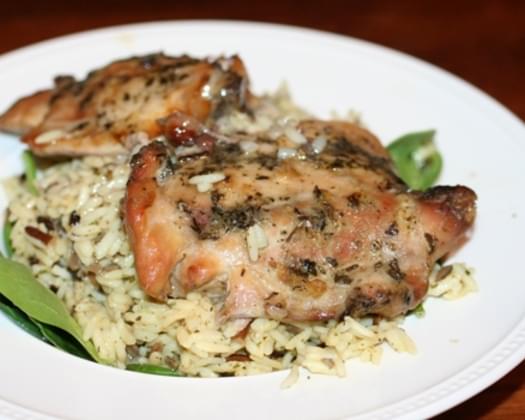 Slow Cooker Herb Chicken with Rice and Spinach