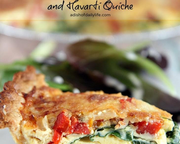 Spinach, Roasted Peppers and Havarti Quiche