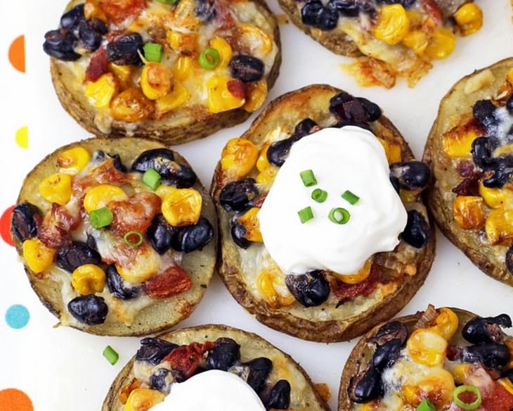 Southwestern Topped Potato Rounds with Black Beans & Corn