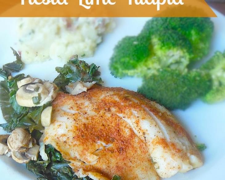 Foil Wrapped Fiesta Lime Tilapia with Mushrooms & Kale