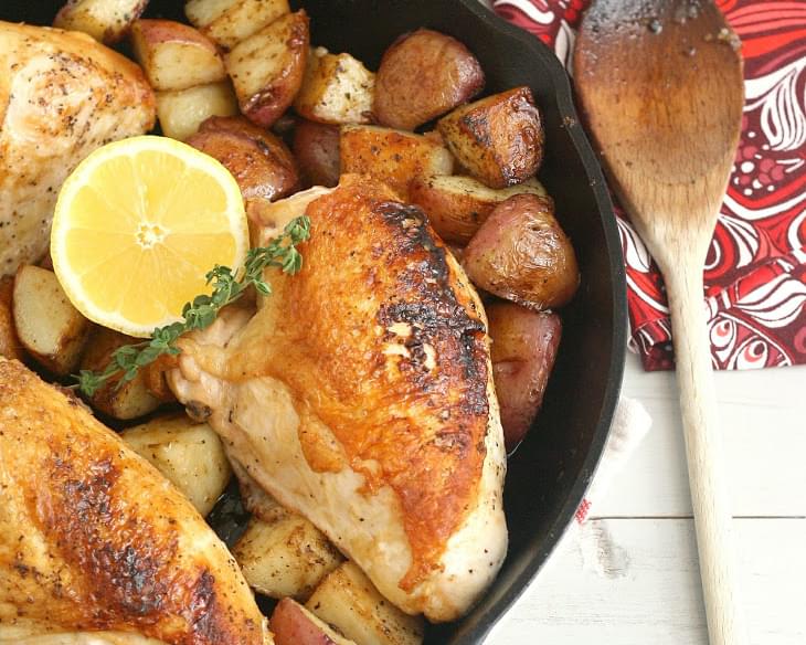 Pan-Roasted Chicken and Potatoes with Balsamic Dressing